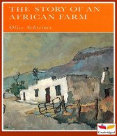 Boek 'The Story of an African Farm' met schilderij van een boerderij met windmolen, bergen op de achtergrond.