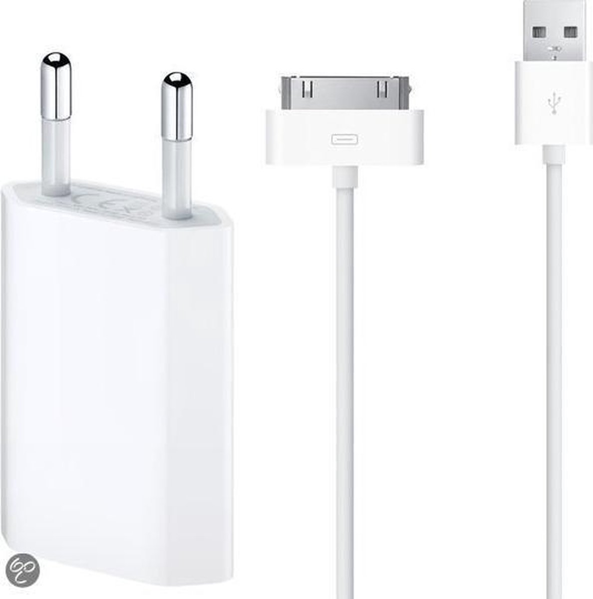 iPhone 4 / 4s oplader - usb stekker en kabel - Wit - Gewoven Binnenkant |  bol.com