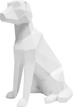 Pt, (Present Time) Origami Hond - Decoratief beeld - Polyresin - 12,8 x 23,3 x 25,4 cm - Wit