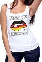 Kiss me I am German tanktop / mouwloos shirt wit dames - feest shirts dames - Duitsland kleding S
