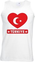 Turkije hart vlag singlet shirt/ tanktop wit heren S