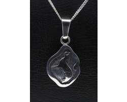 Zilveren Indiaan Wolf hopi style ketting hanger