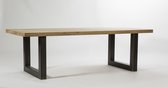 Eikenhout tafel - 4,5 cm dik - ijzer U onderstel -200x100x78h