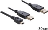 Delock - Kabel 2 x USB 2.0-A Stecker - USB mini 5-pol