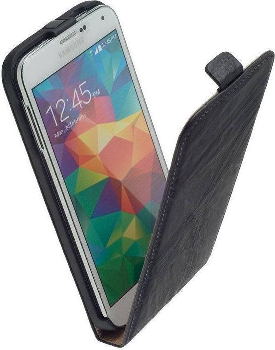 Vintage Dark Lederen Flip case Samsung Galaxy S5 (Plus) hoesje