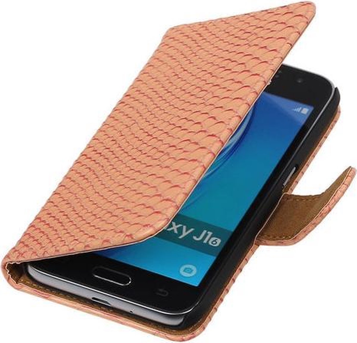 Roze Slang booktype cover hoesje voor Samsung Galaxy J1 Nxt / J1 Mini