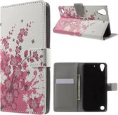HTC Desire 530 / 630 roze bloemen agenda hoesje