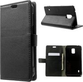 Litchi wallet cover hoesje Samsung Galaxy S5 Active G870 zwart