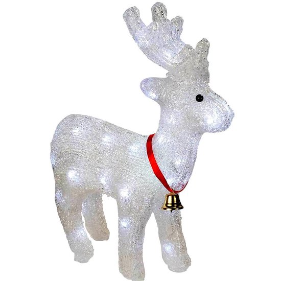 Lights4fun Outdoor Kerstfiguur Oplichtende LED Acryl Triceratops Dinosaurus Batterij Werkend met Timer 22cm