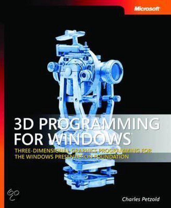 Boekomslag met een blauw 3D-tekenapparaat en de titel '3D Programming for Windows' van Charles Petzold.