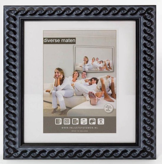 FRAMO Houten fotolijst 68 x 54 cm op maat - grenen wit | grootte naar keuze | incl. ontspiegeld acrylglas | lijst voor puzzel | foto | poster