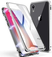 Magnetische case met voor - achterkant gehard glas voor de iPhone Xs Max - zilver