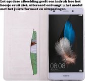 Premium Leren Lederen Leer Hoesje voor Huawei P8 Boek Hoesje Book Case Wit