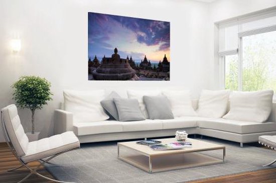 Borobudur au lever du soleil Poster 120x80 cm - Tirage photo sur Poster (décoration murale salon / chambre)