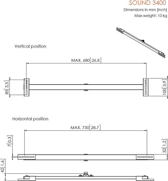 Vogel's SOUND 3400 SOUND BAR MOUNT CABLE COLUMN van Vogel's — afbeelding 4