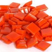Glas mozaïek steentjes 10 x 10 mm kleur Oranje ± 300 gram