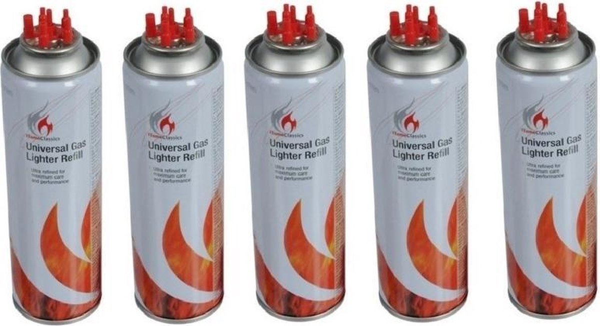 5x Aansteker gas / butaan gasfles 250 ml - Flame Classics