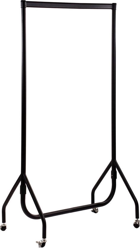 Kledingrek 90 cm - poedercoating zwart - Breedte: 90 cm Hoogte: 156 cm Diepte van voet: 52 cm