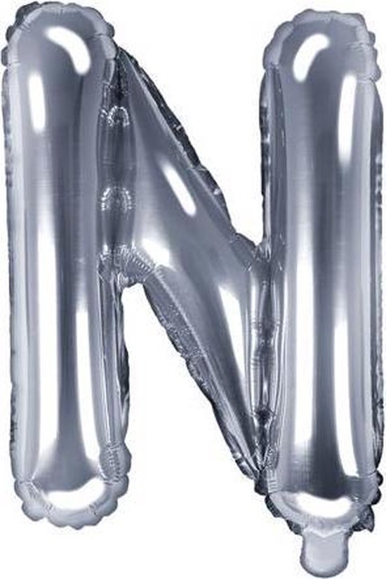 Folie ballon, 35 cm zilver Letter N