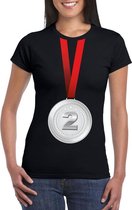 Zilveren medaille kampioen shirt zwart dames - Winnaar shirt Nr 2 XXL