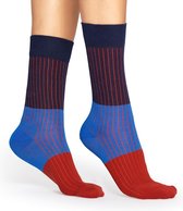 Happy Socks Block Rib Sokken - Blauw/Rood - Maat 36-40