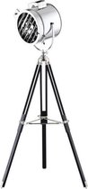 Groenovatie Maritieme Luxe Industrieel Design Tripod Vloerlamp E27 Fitting - Rooster - 132x32 cm - Chroom / Zwart