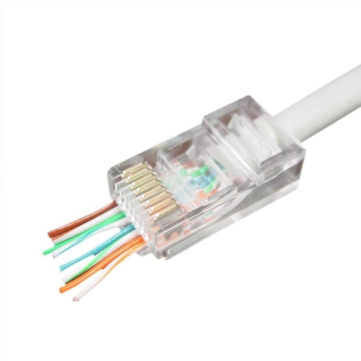 Modulaire UTP RJ45 stekker met doorsteekmontage, 100 stuks per zakje