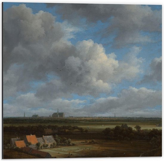 Dibond - Oude meesters - Gezicht op Haarlem, Jacob Isaacksz van Ruisdael - 50x50cm Foto op Aluminium (Met Ophangsysteem)