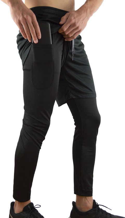 MVLOUS Sportbroek voor Heren - Lang fitness broek met mobiel zak - in 1... | bol.com