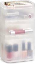 Zeller Present  Make up box stapelbaar 3-delig   - Wit - Stapelbaar & Met deksel - Medium (gestapeld 15,5 x 11 x 26 cm)