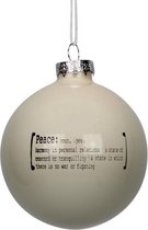 Peha Kerstbal Peace Tekst 8 Cm Crème