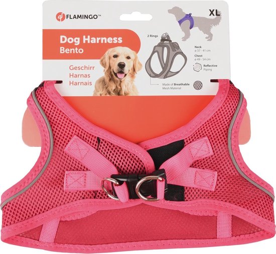 Flamingo Step&Go Bento Hondentuig Kaki S - A:30-35cm B:37-40cm x 3mm - Verstelbaar met Reflecterende Strepen - Ideaal voor Pinscher, Yorkshire, Vlinderhond & Pekingees