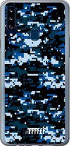 Samsung Galaxy A20s Hoesje Transparant TPU Case - Navy Camouflage #ffffff