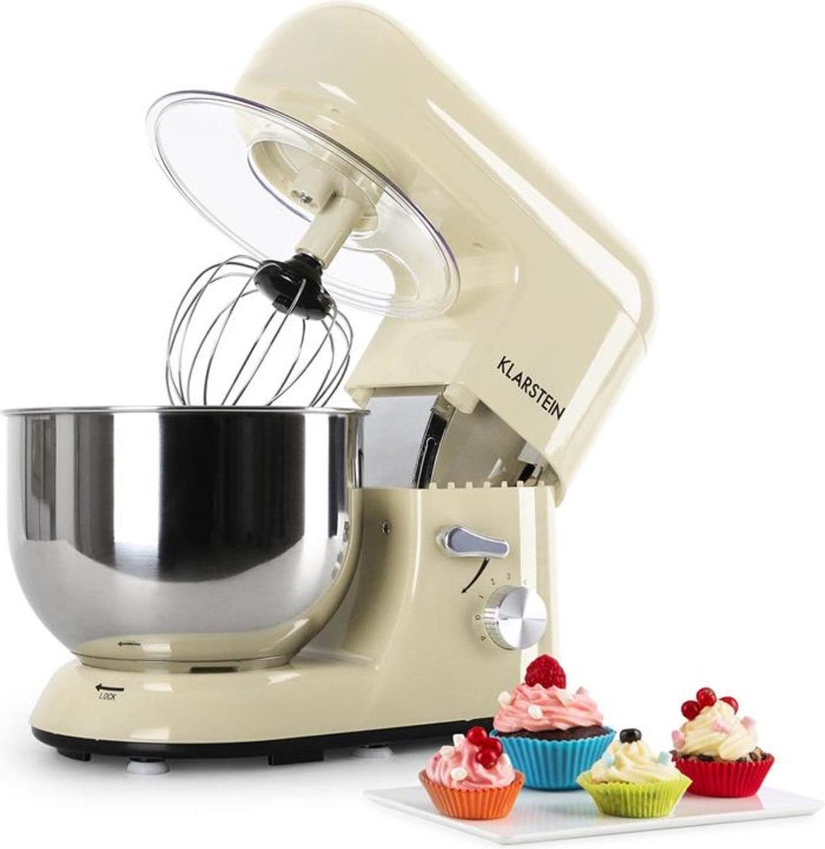 Klarstein keukenmachine, Knetmaschine met 5L kom, 1800W Profi keukenmachine met Knethaken en Schneebesen, Universal keukenmachine met 6 standen, Teigmaschine zum roeren, Kneten en Aufschlagen - Keukenmachine,2L - voor Keuken - Garde - RVS