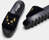 Koi Footwear Riku Cat Face Plateau Slippers Zwart Goud