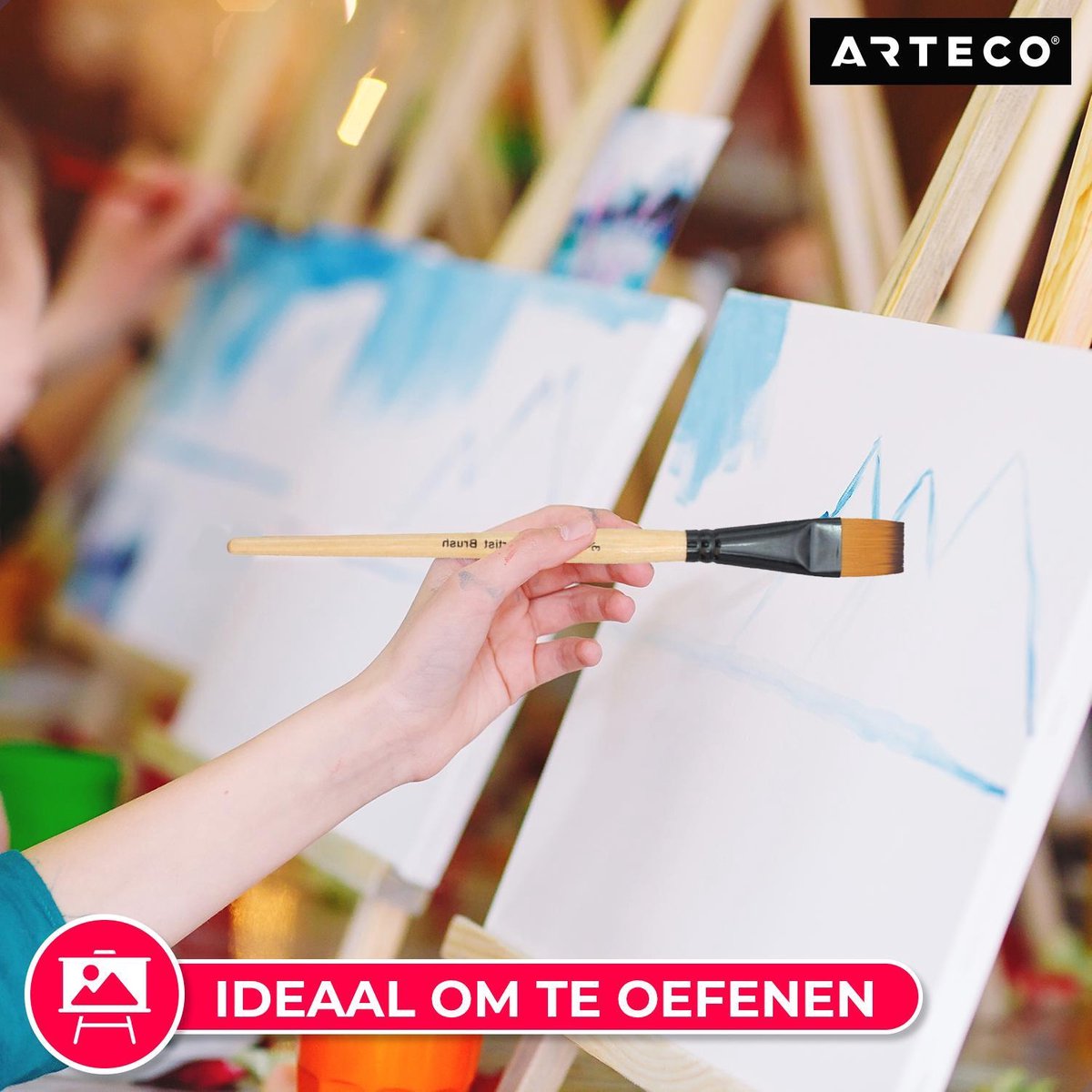 ARTECO® 16-delige Penselenset Inclusief Spons en Paletmes - Penselenset - Penselen - Acrylverf - Aquarelverf - Olieverf - Waterverf – Kwasten — afbeelding 4