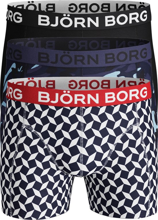 Björn Borg Cotton boxers - 3-pack uni en print - Maat: S | bol.com