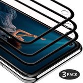 Screenprotector Glas - Full Curved Tempered Glass Screen Protector Geschikt voor: Huawei P40 Lite E  - 3x