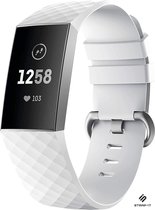 Strap-it Fitbit Charge 4 silicone band - wit - Maat: S