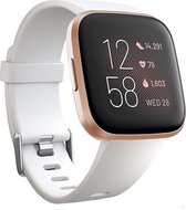 Siliconen Smartwatch bandje - Geschikt voor Fitbit Versa / Versa 2 silicone band - wit - Strap-it Horlogeband / Polsband / Armband - Maat: Maat S