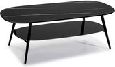 SALINA Ovaal Salontafel - Zwart gemarmerd glas - B 120 x D 60 x H 45 cm
