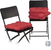 Relaxdays 4 x stoelkussen - tuinkussen - matraskussen - kussen - tuinstoelkussen – rood