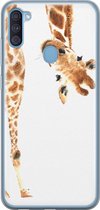 Samsung A11 hoesje - Giraffe kiekeboe | Samsung Galaxy A11 hoesje | Siliconen TPU hoesje | Backcover Transparant