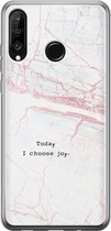 Huawei P30 Lite hoesje - Today I choose joy - Soft Case Telefoonhoesje - Tekst - Grijs