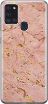 Leuke Telefoonhoesjes - Hoesje geschikt voor Samsung Galaxy A21s - Marmer roze goud - Soft case - TPU - Marmer - Roze