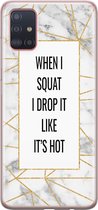 Leuke Telefoonhoesjes - Hoesje geschikt voor Samsung Galaxy A51 - Fitness quote squats - Soft case - TPU - Grijs