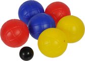 Jeu de boules set 6 gekleurde ballen/1 but in draagtas - Kaatsbal - Petanque - Cochonnette - Boulen - Sportief/actief buitenspeelgoed