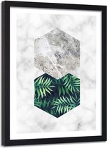 Foto in frame Varenblad in een hexagon, 80x120, groen/wit, Premium print