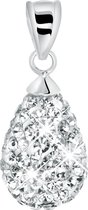 Lucardi Dames Ketting met kristal druppel - Echt Zilver - Ketting - Cadeau - Moederdag - 45 cm - Zilverkleurig