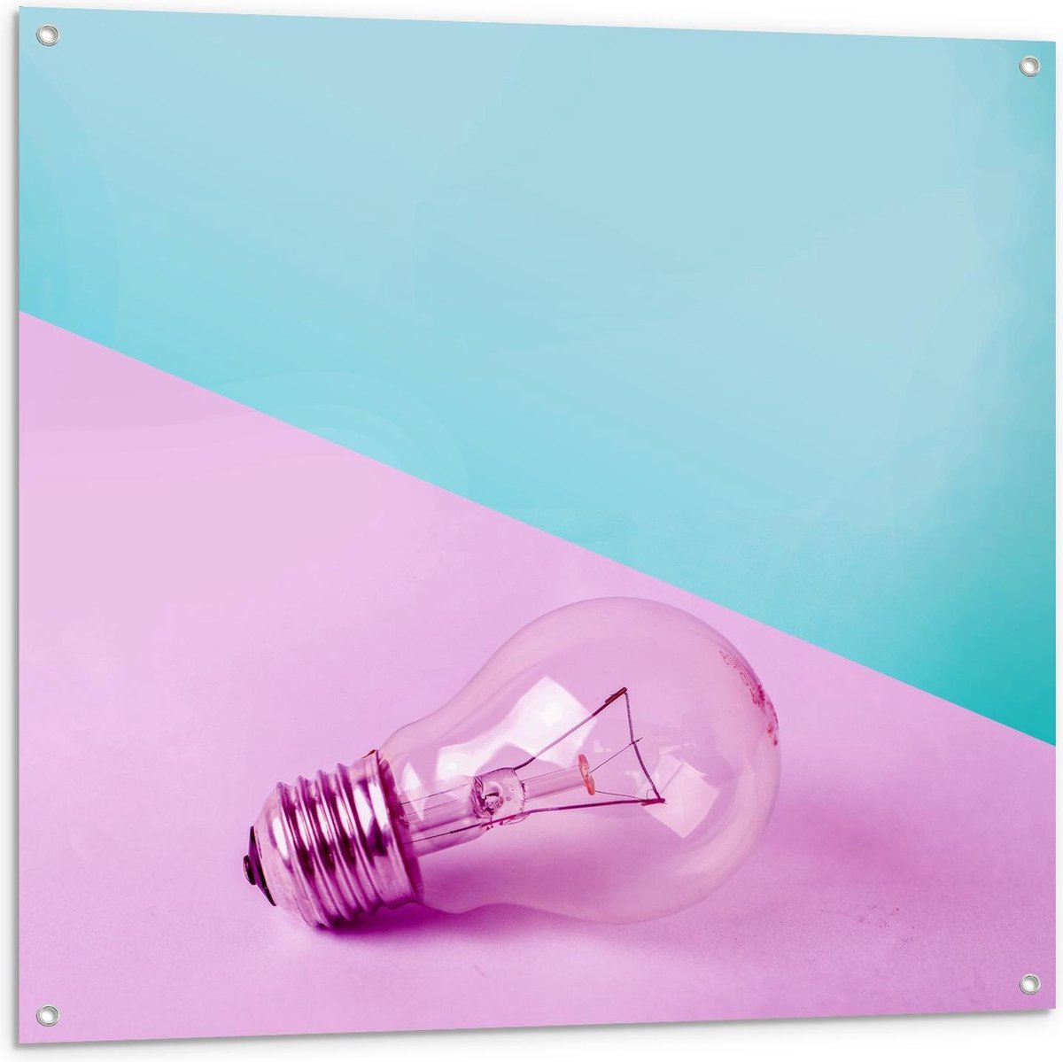 Tuinposter – Paarse Gloeilamp - 100x100cm Foto op Tuinposter (wanddecoratie voor buiten en